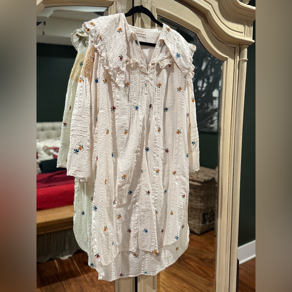White Embroidered Cotton Tunic Dress - Brand
